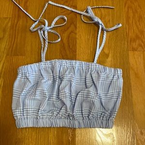 Zaful blue plaid tied tube top